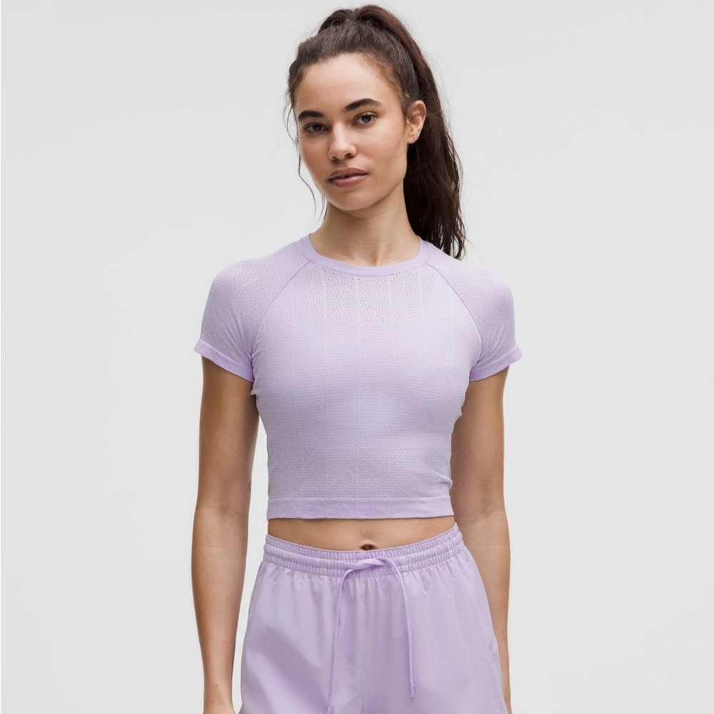 Lululemon Swiftly Cropped Pointelle Short Sleeve